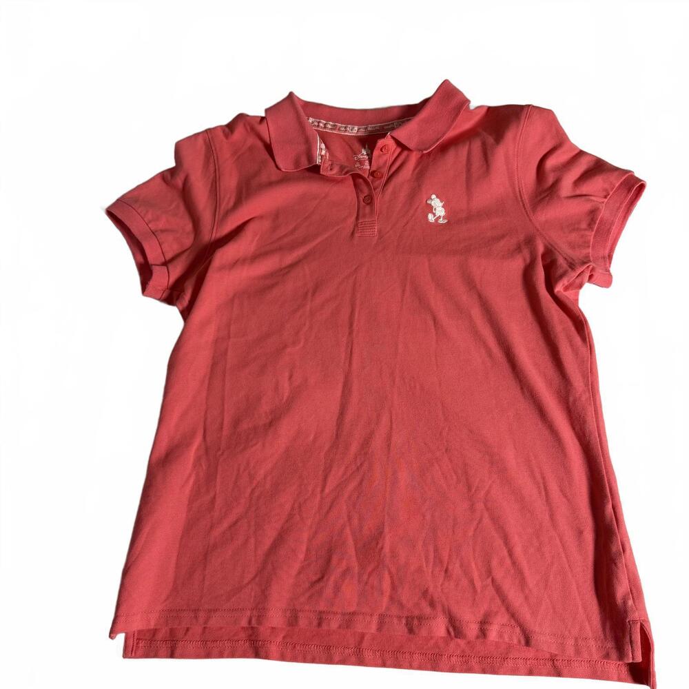 Disney Minnie Mouse Logo Pink Short Sleeve Polo Shirt. Size XL‎